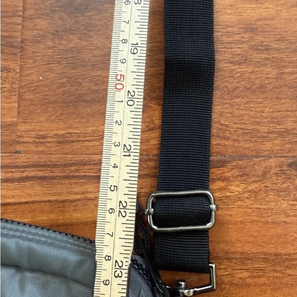 Gray Crossbody Bag with Black Strap